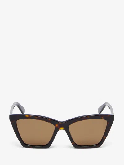 Alexander Mcqueen Spike Geometric Cat-eye Sunglasses In Brown