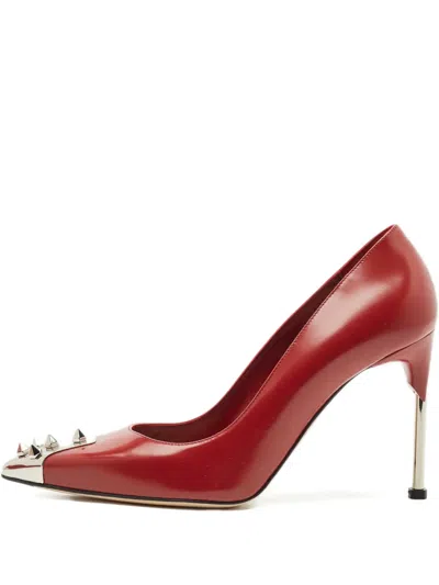 Pre-owned Alexander Mcqueen Spike Pointed Pumps In Red