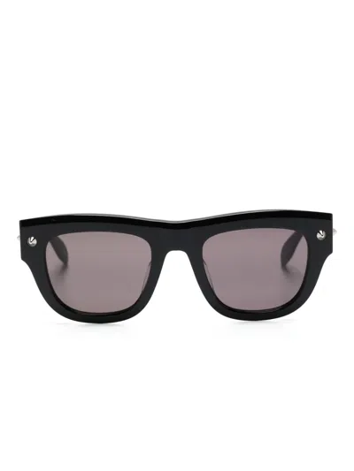 Alexander Mcqueen Spike Stud-detailing D-frame Sunglasses In Black