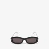 Alexander Mcqueen Rectangular Sunglasses With Metal Accents And Silver Temples In Black/smoke