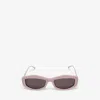 Alexander Mcqueen Spike Studs Geometrical Sunglasses In Pink/smoke