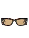 Alexander Mcqueen Spike Studs Rectangular-frame Sunglasses In Brown