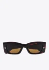 Alexander Mcqueen Spike Studs Rectangular Sunglasses In Brown