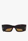 Alexander Mcqueen Spike Studs Rectangular Sunglasses In Brown