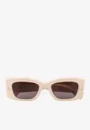 Alexander Mcqueen Spike Studs Rectangular Sunglasses In Gray
