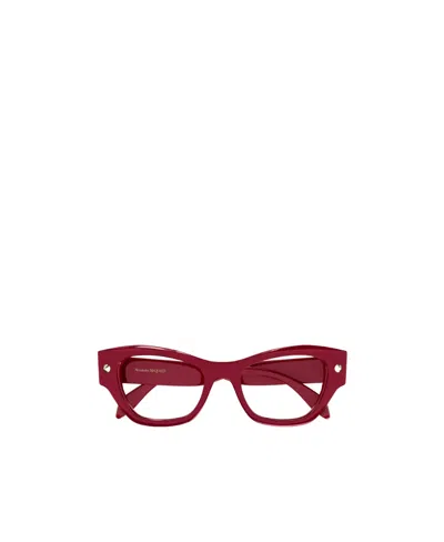 Alexander Mcqueen Spike Studs Wayfarer Glasses In Red