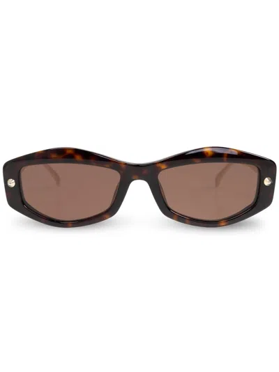 Alexander Mcqueen Eyewear Rectangle Frame Sunglasses In Braun