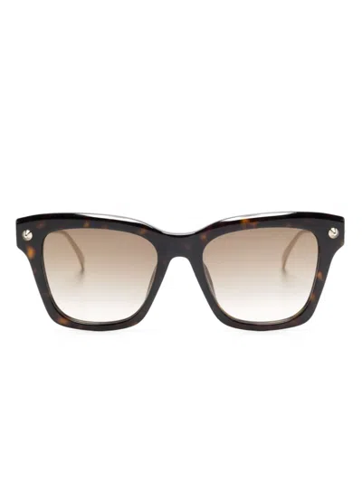 Alexander Mcqueen Spike Sunglasses In Gold