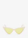 Alexander Mcqueen Spike Sunglasses In Ivory/yellow