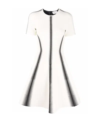 Alexander Mcqueen Spine Jacquard-pattern Mini Dress In White