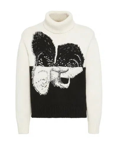 Alexander Mcqueen Graphic Orchid Roll Neck In Ivor