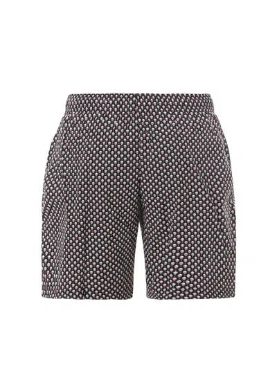 Alexander Mcqueen Black Skull Pattern Swim Shorts In Blue Ivory