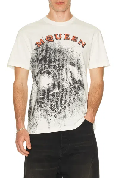 Alexander Mcqueen Spray Skull Print Tee Shirt In White
