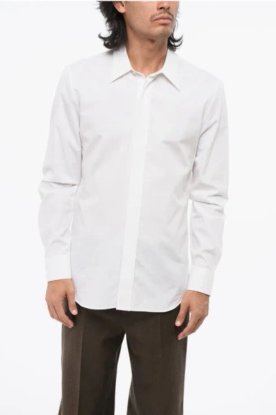 Alexander Mcqueen Spread Collar Poplin Cotton Shirt In White