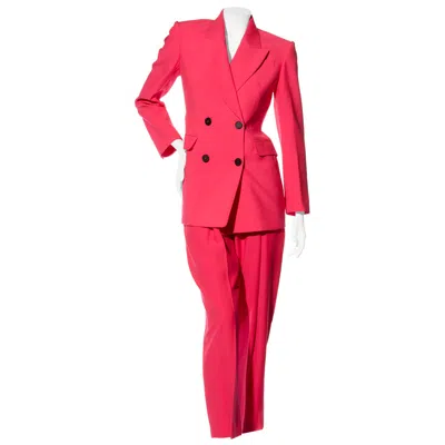 Pre-owned Alexander Mcqueen Spring/summer 2022 Hot Pink Wool Double-breasted Pantsuit