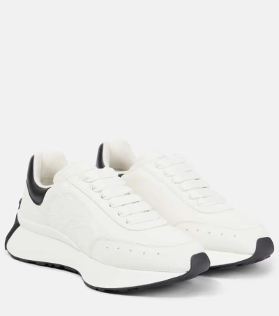 Alexander Mcqueen Sprint Runner Leather Sneakers In White