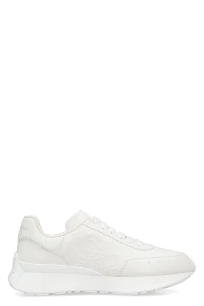 Alexander Mcqueen Leather Sprint Runner Sneakers In White