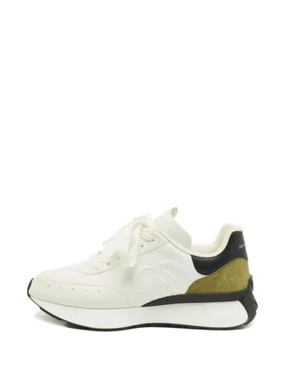 Pre-owned Alexander Mcqueen Sprint Runner Leather Suede Sneakers In White