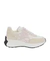 Alexander Mcqueen Sprint Runner Appliquéd Leather Exaggerated-sole Sneakers In White