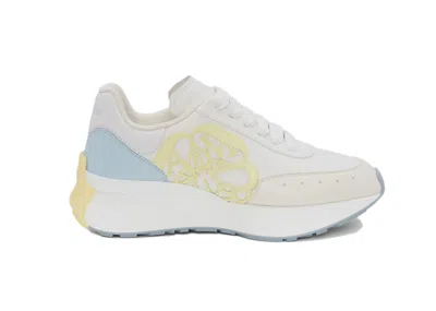 Pre-owned Alexander Mcqueen Sprint Runner Pale Yellow (women's) Sneakers In White/light Yellow/pale Blue