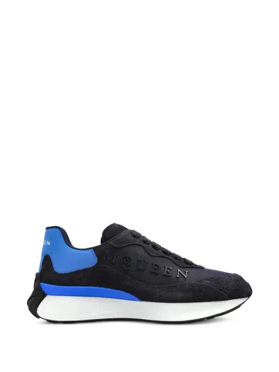 Alexander Mcqueen Blue Cow Leather Rubber Sneakers