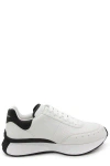 Alexander Mcqueen Men's Sprint Leather And Mesh Low-top Sneakers In Whtblkslv