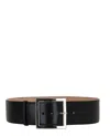 Alexander Mcqueen Ecolux Square Leather Belt In Black
