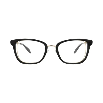 Pre-owned Alexander Mcqueen Square-frame Acetate Optical Frames 'black Gold Transparent' | Women's Size Onesiz