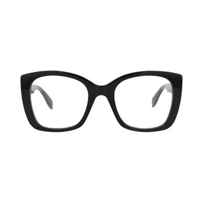 Pre-owned Alexander Mcqueen Square-frame Acetate Optical Frames 'black Transparent' | Women's Size Onesize