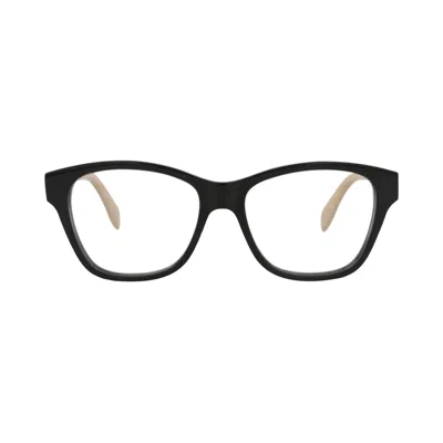 Pre-owned Alexander Mcqueen Square-frame Acetate Optical Frames 'black Transparent' | Women's Size Onesize
