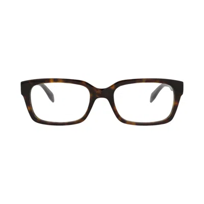 Pre-owned Alexander Mcqueen Square-frame Acetate Optical Frames 'havana/transparent' | Brown | Men's Size Ones