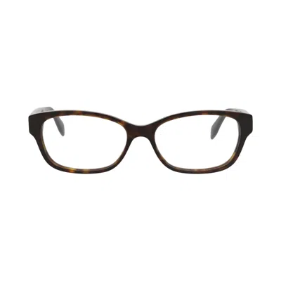Pre-owned Alexander Mcqueen Square-frame Acetate Optical Frames 'havana/transparent' | Brown | Women's Size On