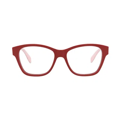 Pre-owned Alexander Mcqueen Square-frame Acetate Optical Frames 'red Transparent' | Women's Size Onesize