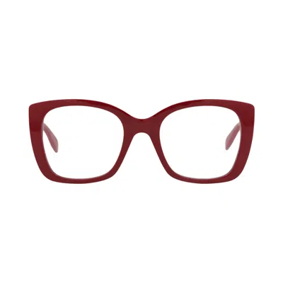 Pre-owned Alexander Mcqueen Square-frame Acetate Optical Frames 'red Transparent' | Women's Size Onesize