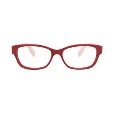 Pre-owned Alexander Mcqueen Square-frame Acetate Optical Frames 'red Transparent' | Women's Size Onesize