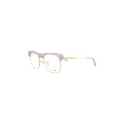 Pre-owned Alexander Mcqueen Square Frame Eyeglasses 'violet/gold/transparent' | Purple | Men's Size Onesize