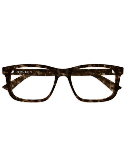 Alexander Mcqueen Brille Mit Eckigem Gestell In Braun