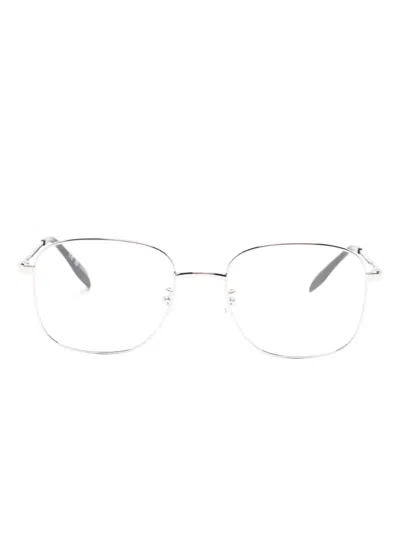 Alexander Mcqueen Square-frame Glasses In Silver