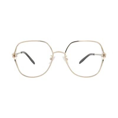 Pre-owned Alexander Mcqueen Square-frame Metal Optical Frames 'gold/transparent' | Women's Size Onesize