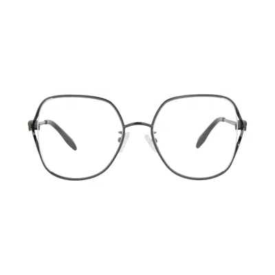 Pre-owned Alexander Mcqueen Square-frame Metal Optical Frames 'ruthenium/transparent' | Silver | Women's Size