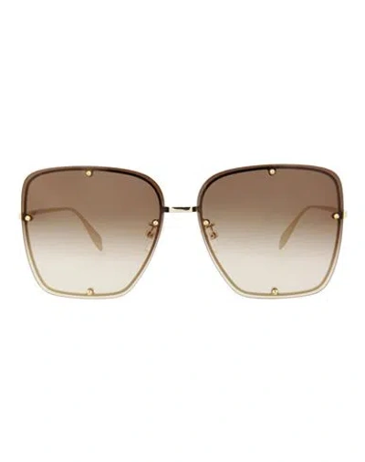Alexander Mcqueen Square-frame Metal Sunglasses Woman Sunglasses Gold Size 63 Metal