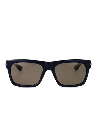 Alexander Mcqueen Blue-blue-brown Recycled Acetate Sunglasses In Black