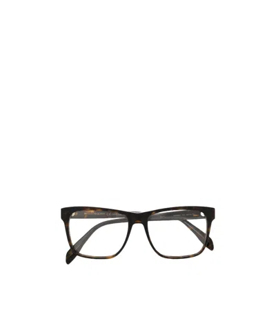 Alexander Mcqueen Square Frame Tortoiseshell Effect Glasses In Black