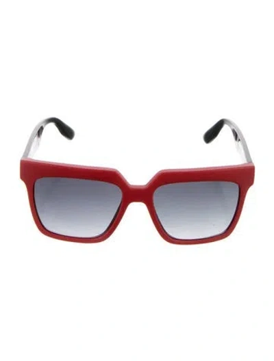Pre-owned Alexander Mcqueen Square Gradient Sunglasses In Red