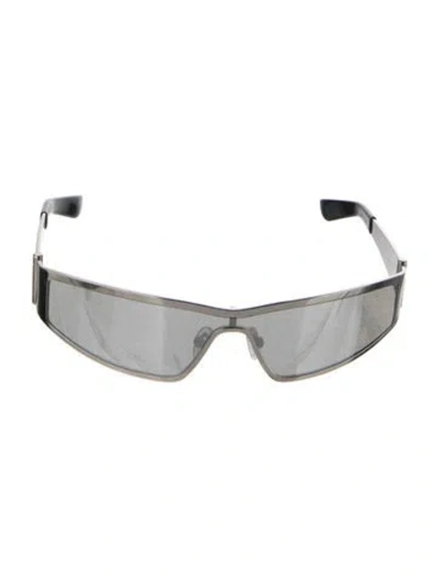 Pre-owned Alexander Mcqueen Square Mirrored Sunglasses In Gray