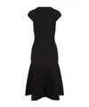 Alexander Mcqueen Draped Midi Dress With Fitted Bodice In Black