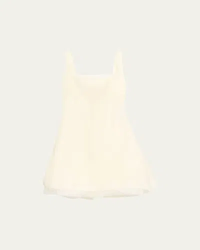 Alexander Mcqueen Square-neck Ruffle Kickback Mini Corset Dress In Metallic