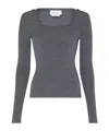 Alexander Mcqueen Square Neck Top In Grey