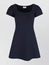 Alexander Mcqueen Square Neckline Knee Length Dress With Panel Detailing In Blue