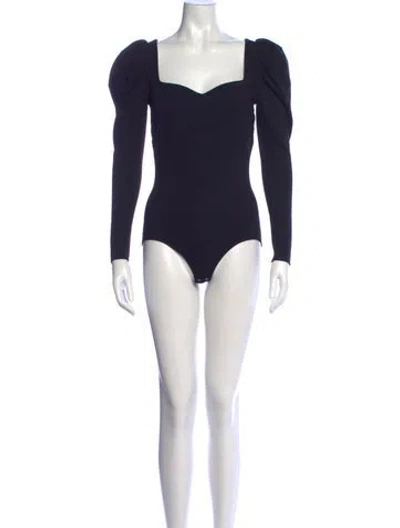 Pre-owned Alexander Mcqueen Square Neckline Long Sleeve Bodysuit In Blue